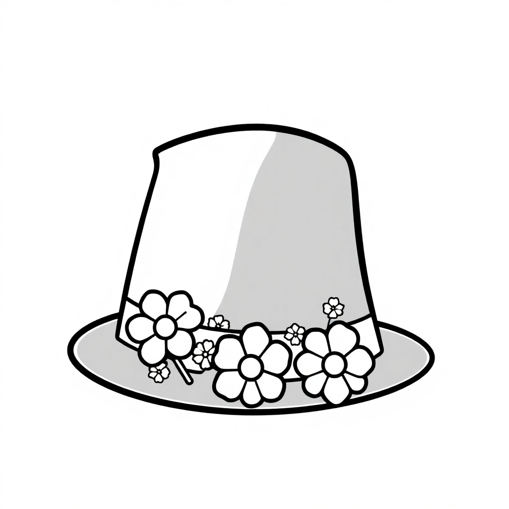 Pilgrim Hat With Flowers Coloring Page