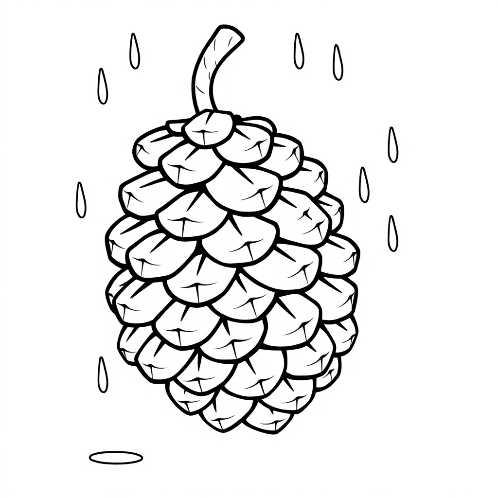 Pinecone In Rain Coloring Page