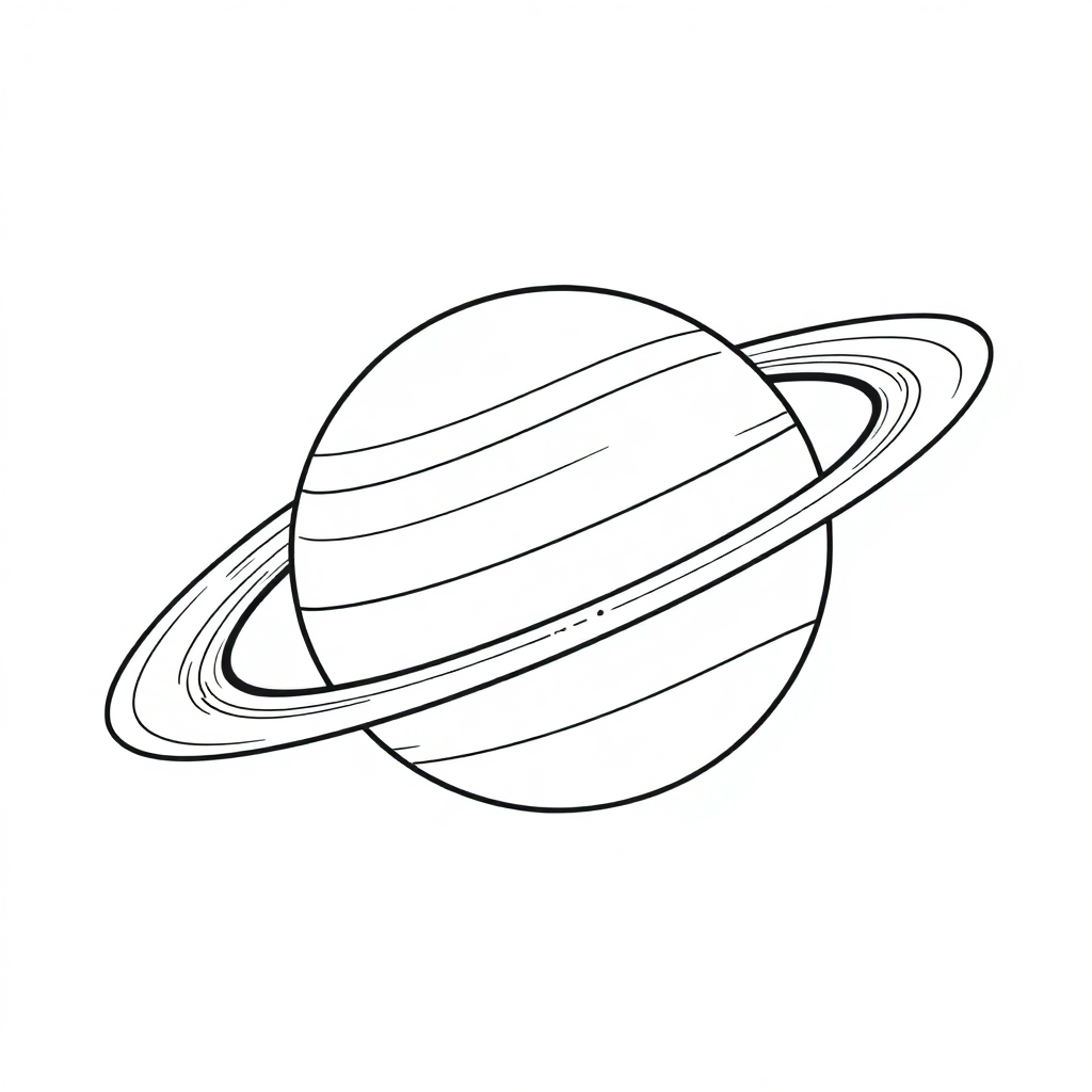 Planet Saturn With Rings Coloring Page