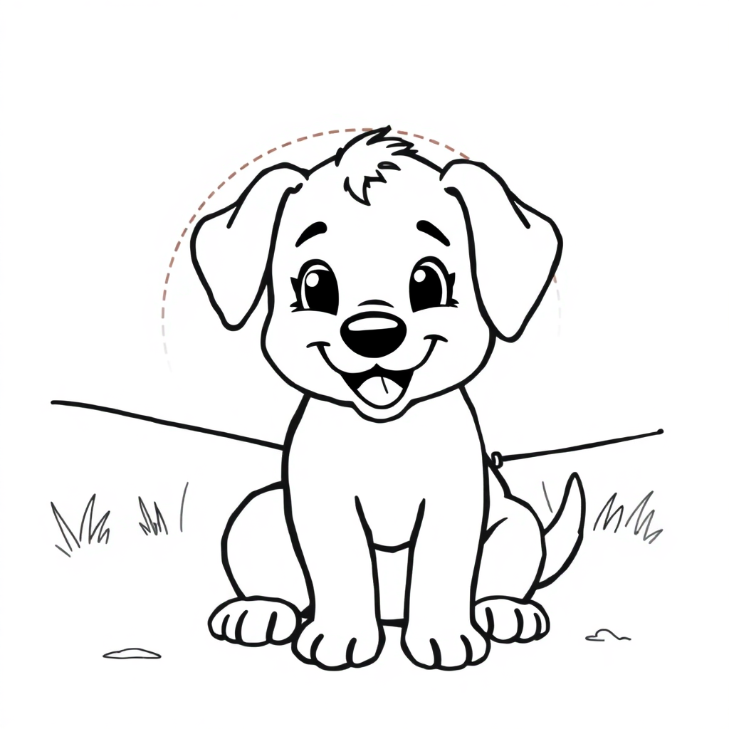 Playful Puppy At Sunset Coloring Page