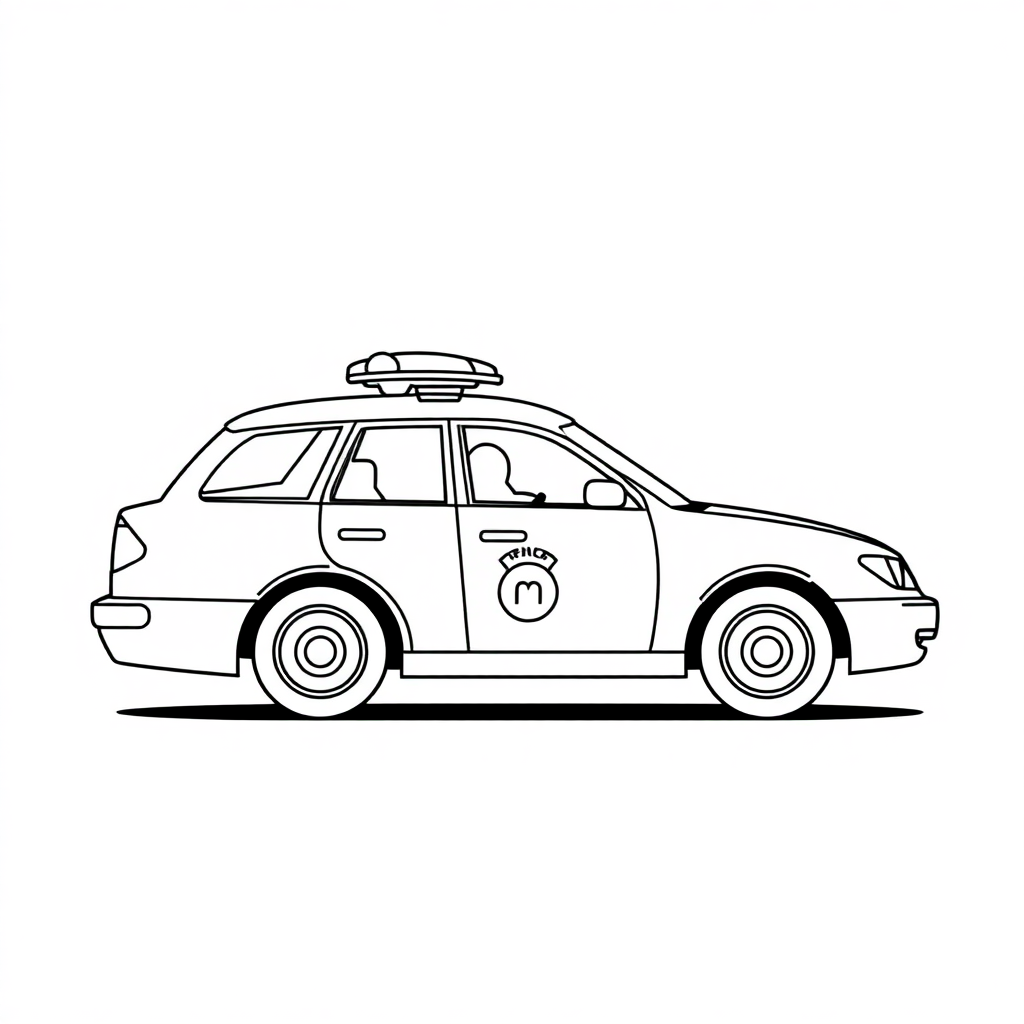 Police Car In Space Coloring Page