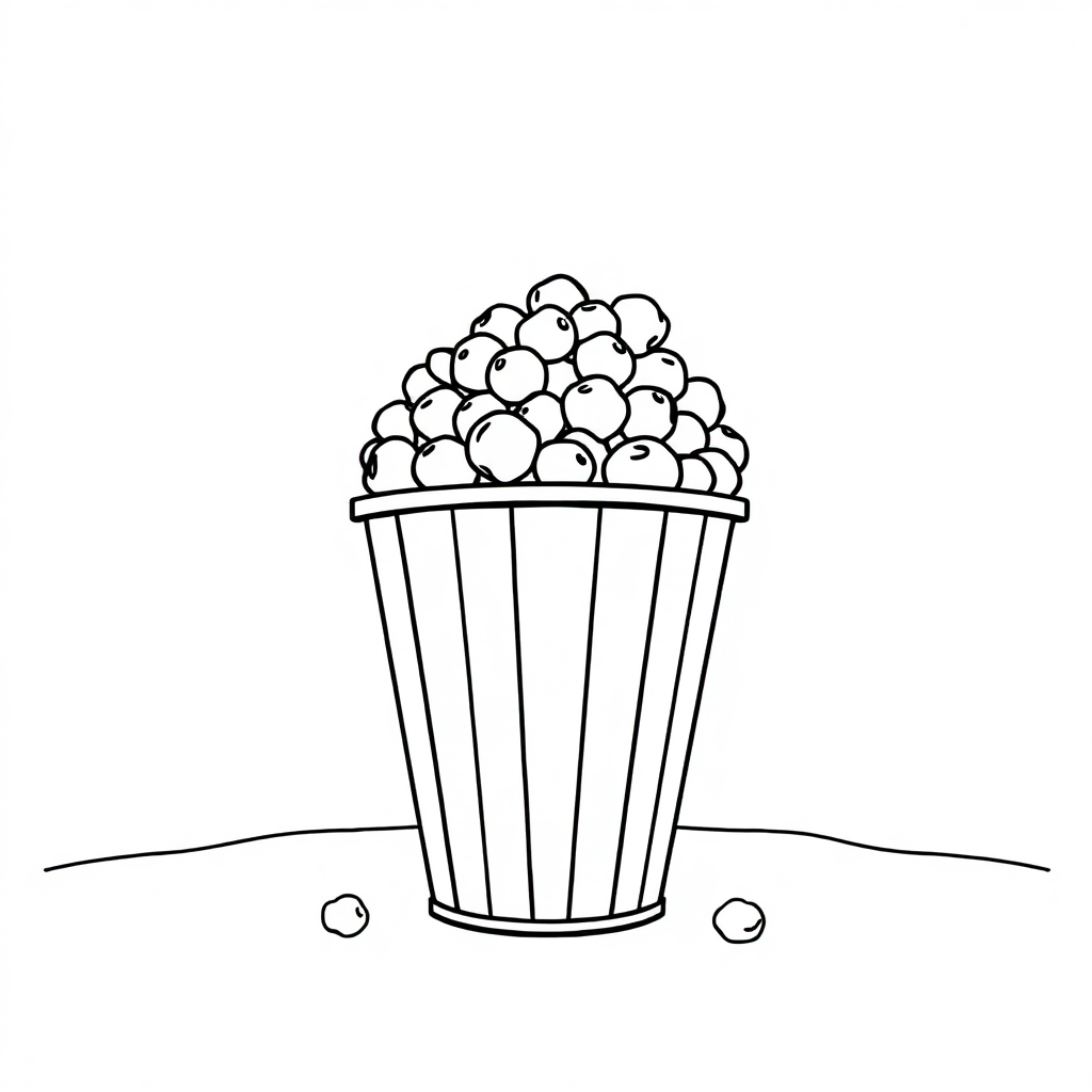 Popcorn Bucket At Night Coloring Page