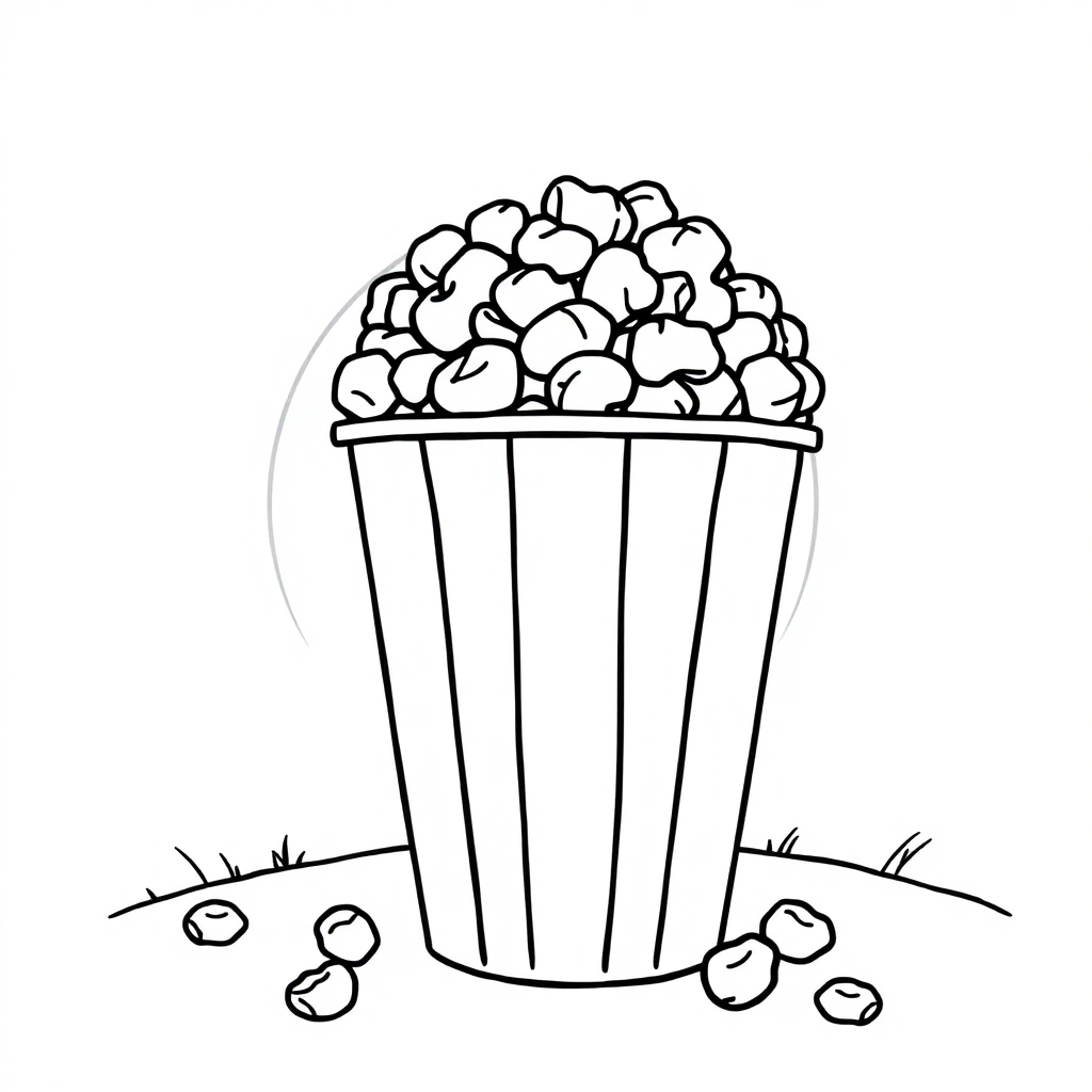 Popcorn Bucket At Sunset Coloring Page