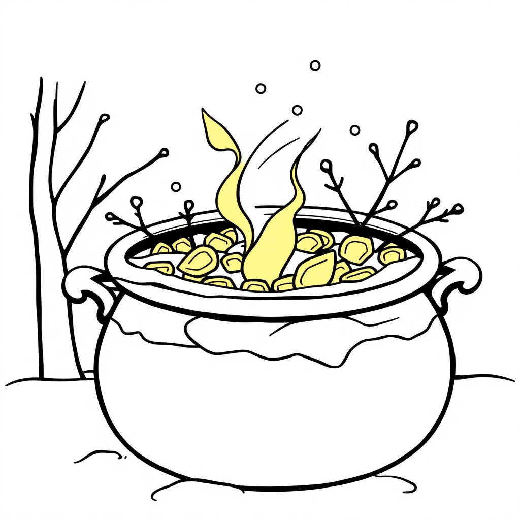 Pot Of Gold In Winter Coloring Page