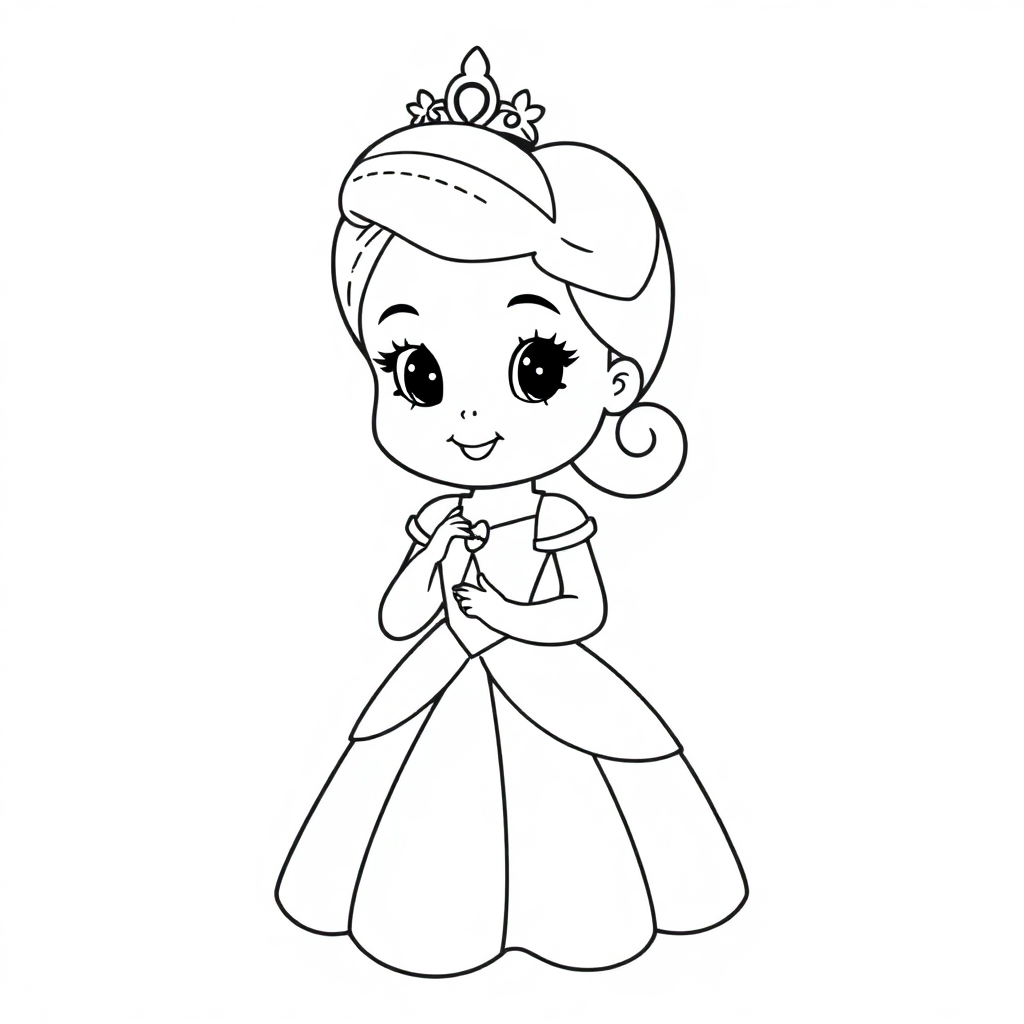 Princess In Dress Coloring Page
