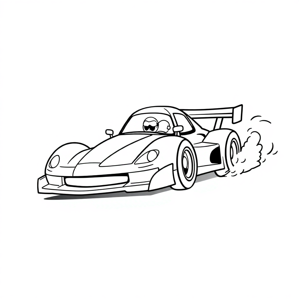 Race Car Speeding Coloring Page