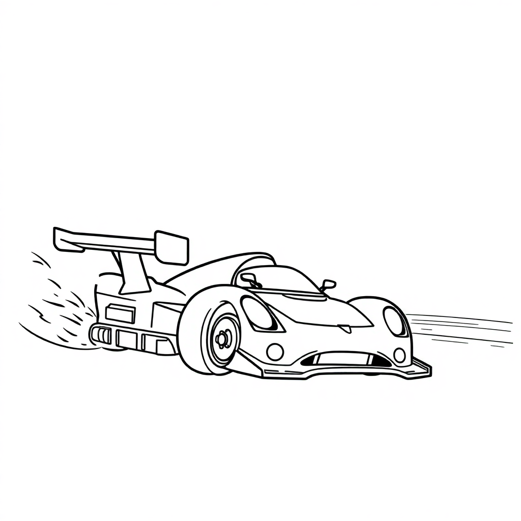 Race Car Speeding At Night Coloring Page