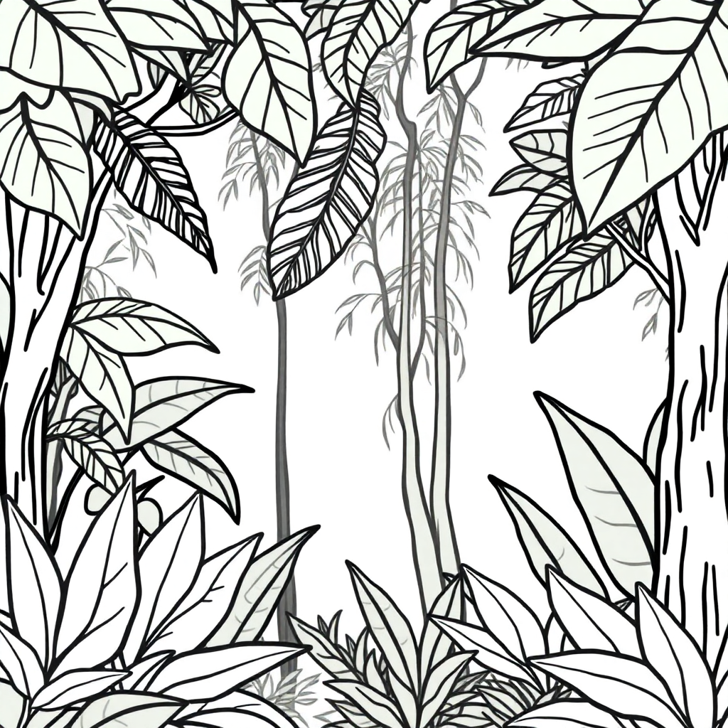 Rainforest Plants In Forest Coloring Page