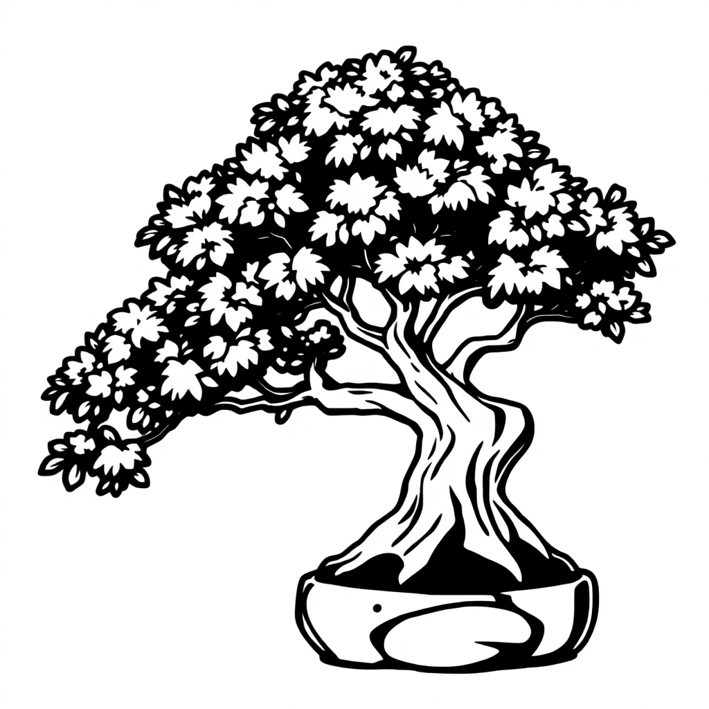 Realistic Bonsai Tree Coloring Page