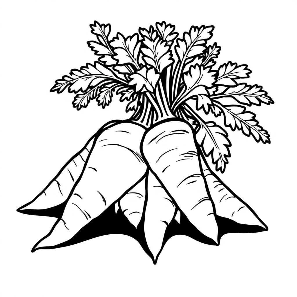 Realistic Carrot Bunch Coloring Page