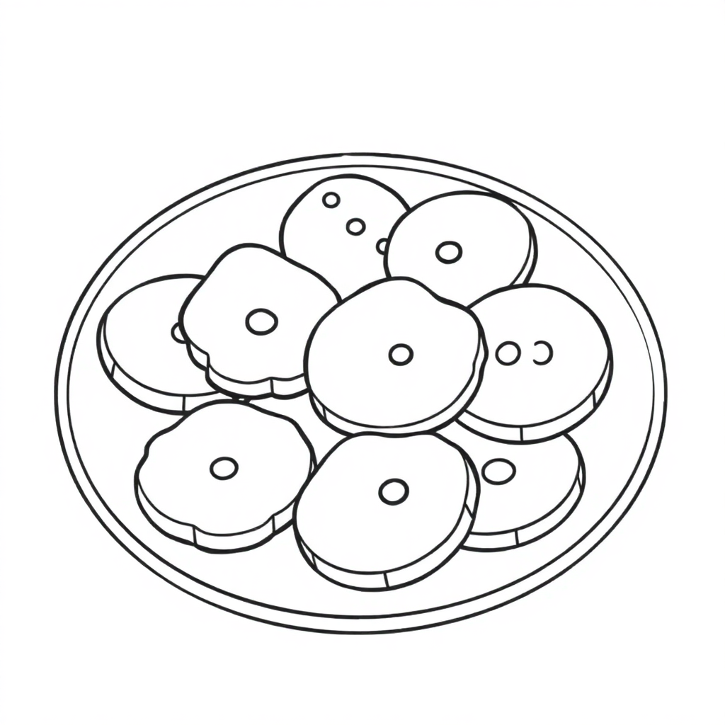 Realistic Cookies Plate Coloring Page