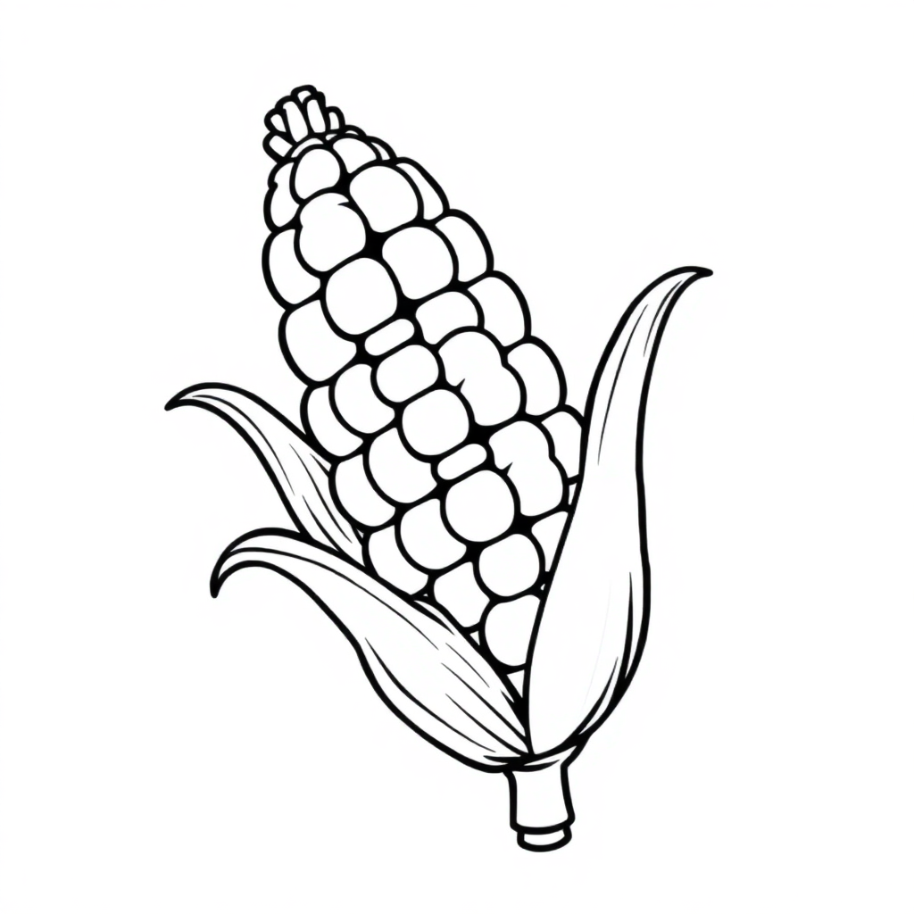 Realistic Corn On Cob Coloring Page