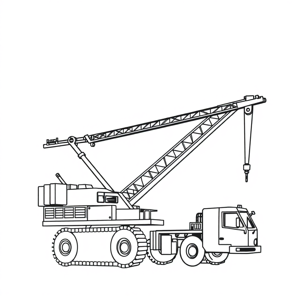 Printable Realistic Crane Lifting Coloring Page