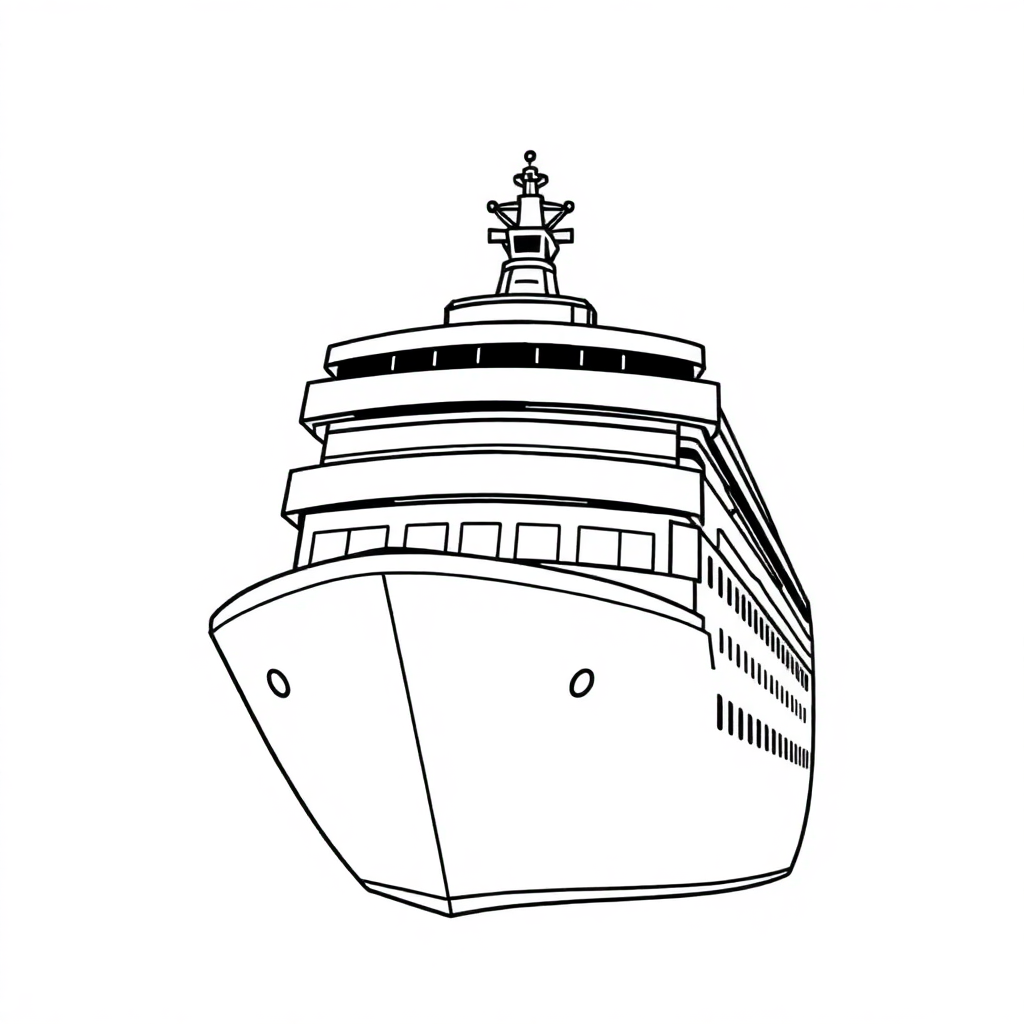 Realistic Cruise Ship Coloring Page