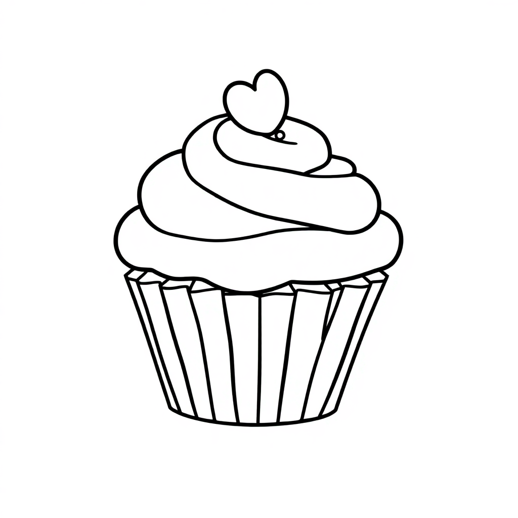 Realistic Cupcake Decorated Coloring Page