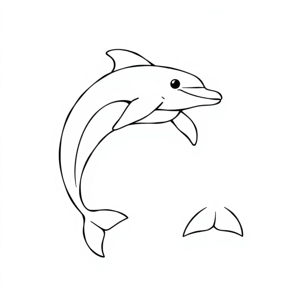 Realistic Dolphin Jumping Coloring Page