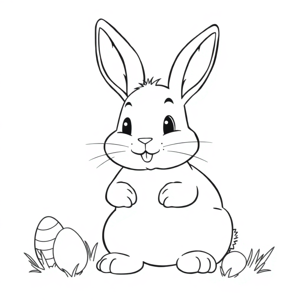 Realistic Easter Bunny Coloring Page