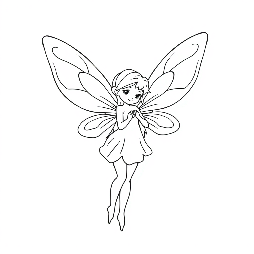 Realistic Fairy With Wings Coloring Page