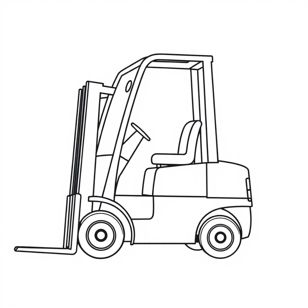 Realistic Forklift Coloring Page
