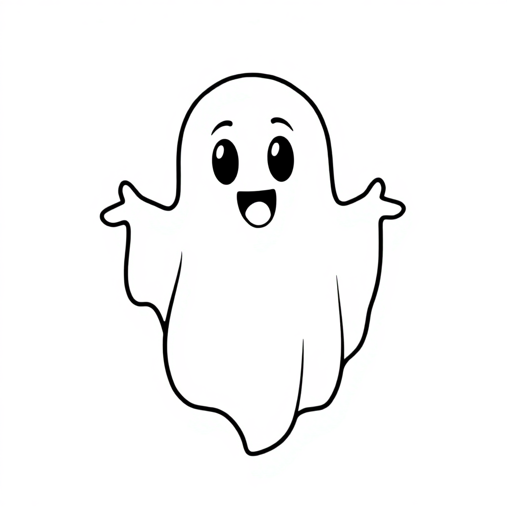 Realistic Ghost Friendly Coloring Page