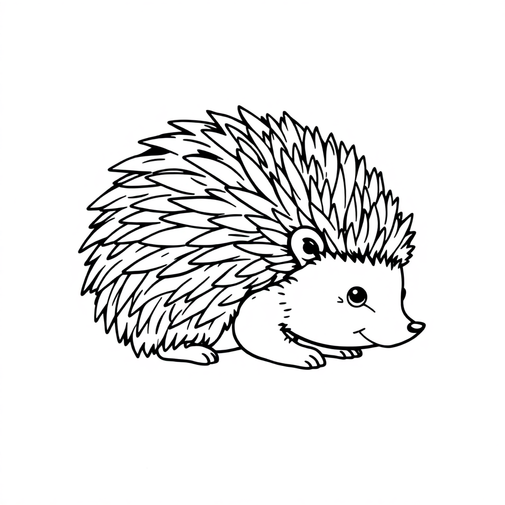 Realistic Hedgehog Curled Up Coloring Page