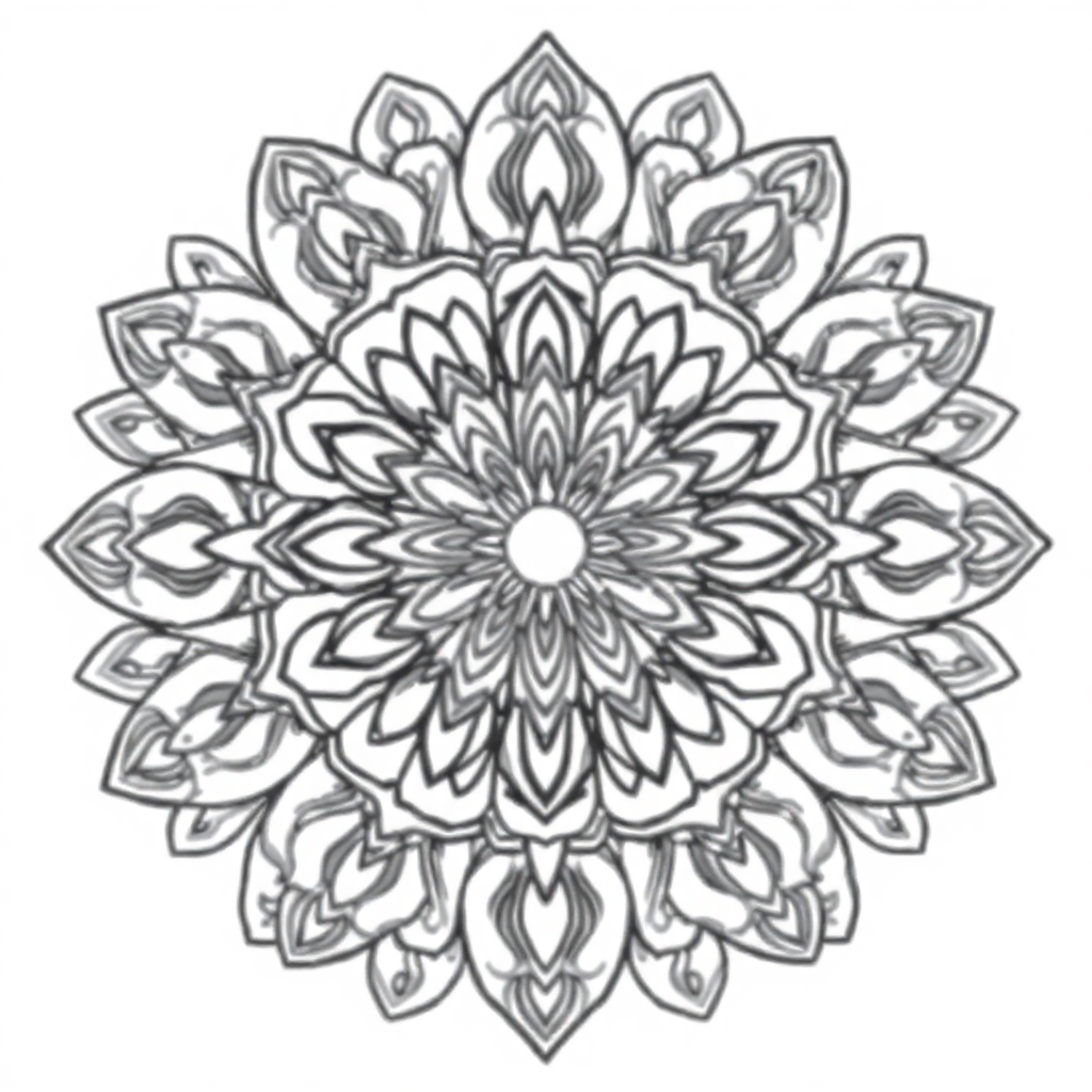 Realistic Intricate Floral Mandala Coloring Page