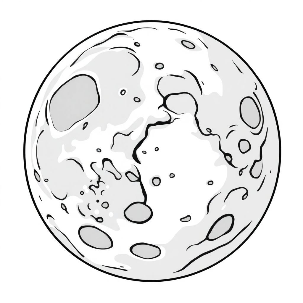 Realistic Moon Surface With Craters Coloring Page