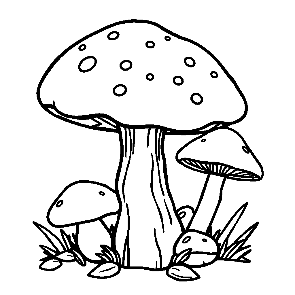 Realistic Mushrooms Coloring Page