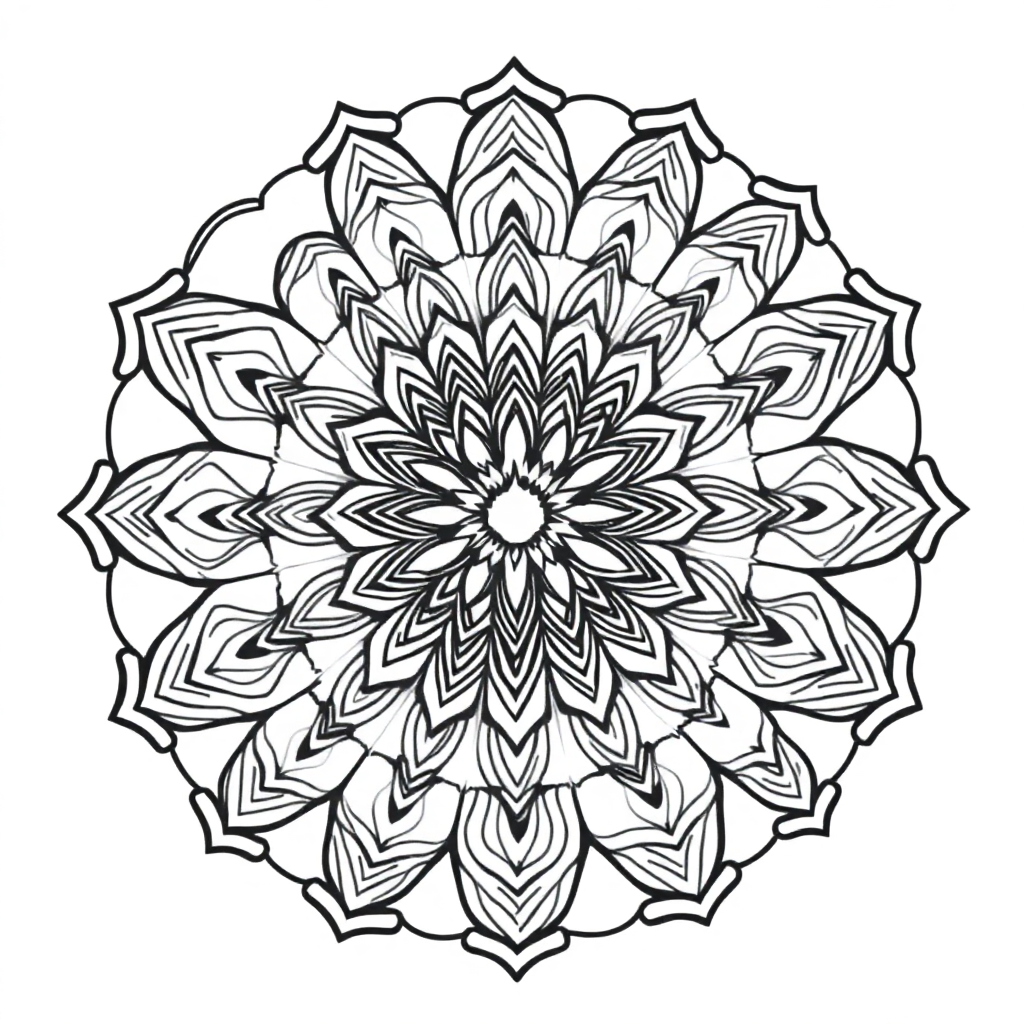 Realistic Nature Inspired Mandala Coloring Page