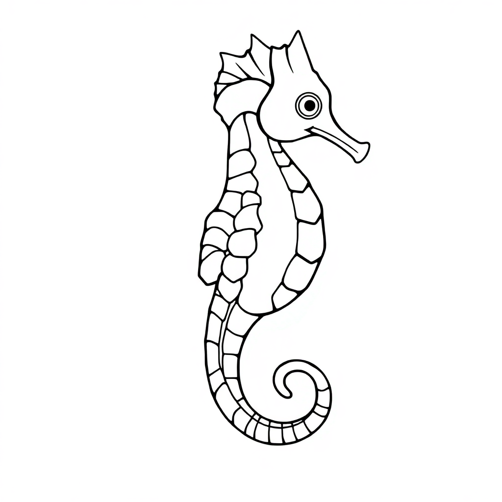 Realistic Seahorse Coloring Page