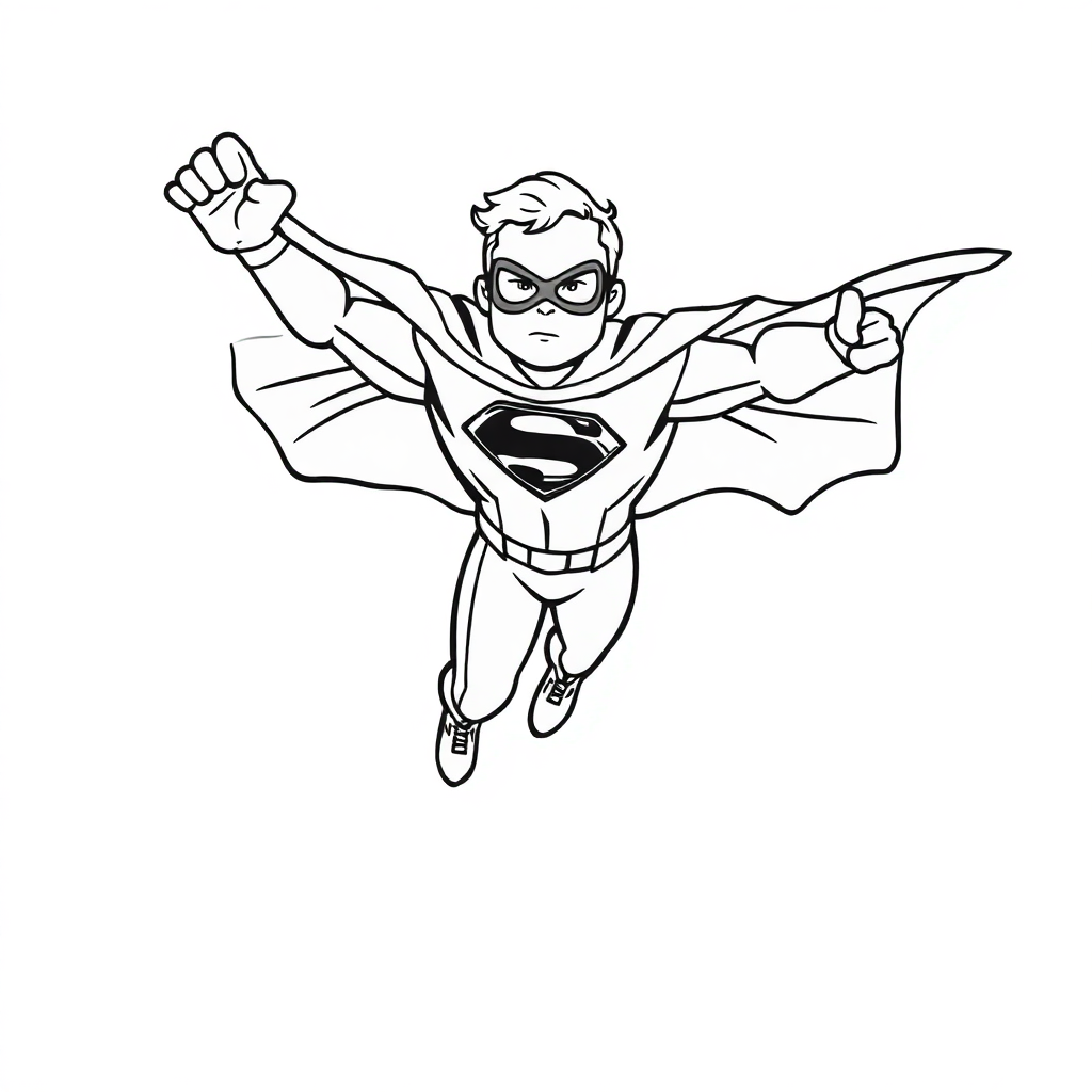 Realistic Superhero Flying Coloring Page