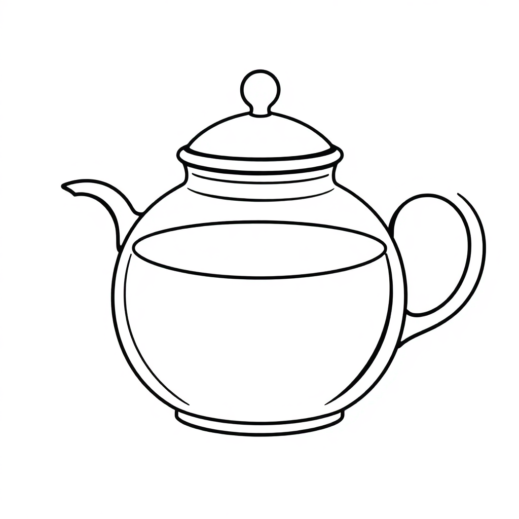 Realistic Tea Pot Coloring Page
