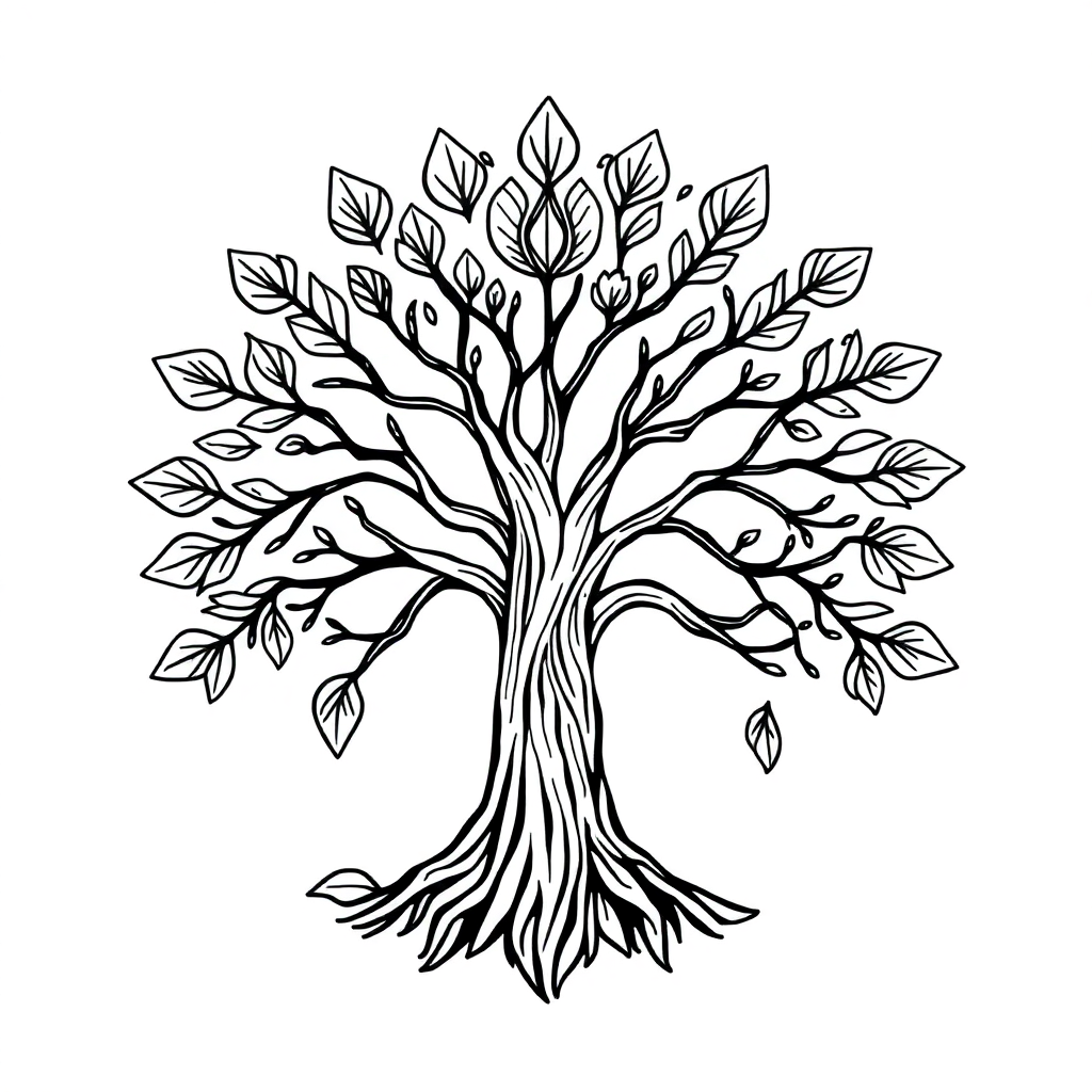 Realistic Tree Of Life Mandala Coloring Page