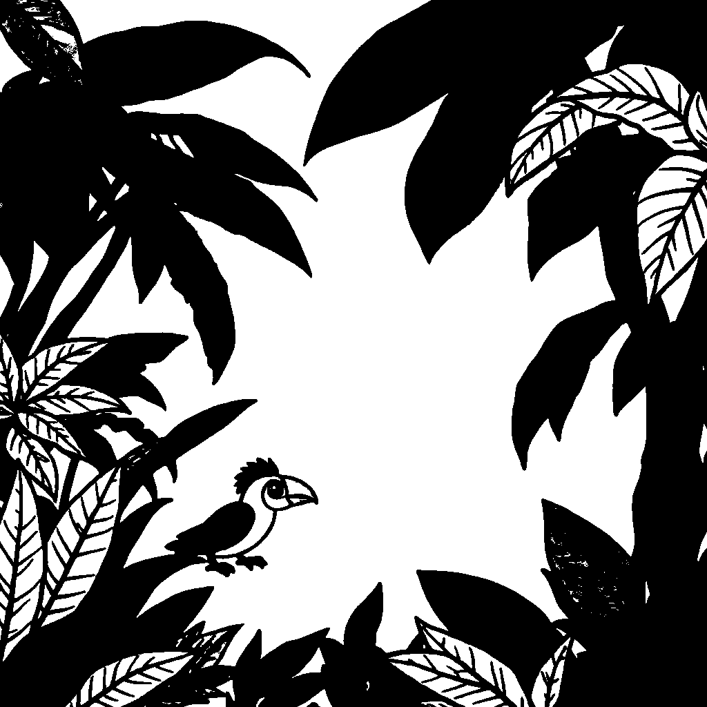 Realistic Tropical Jungle Coloring Page