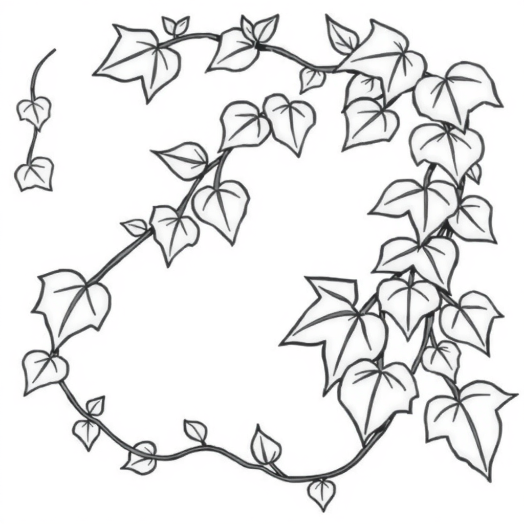 Realistic Vine With Leaves Coloring Page
