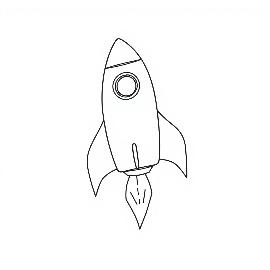 Rocket Ship Flying Coloring Page