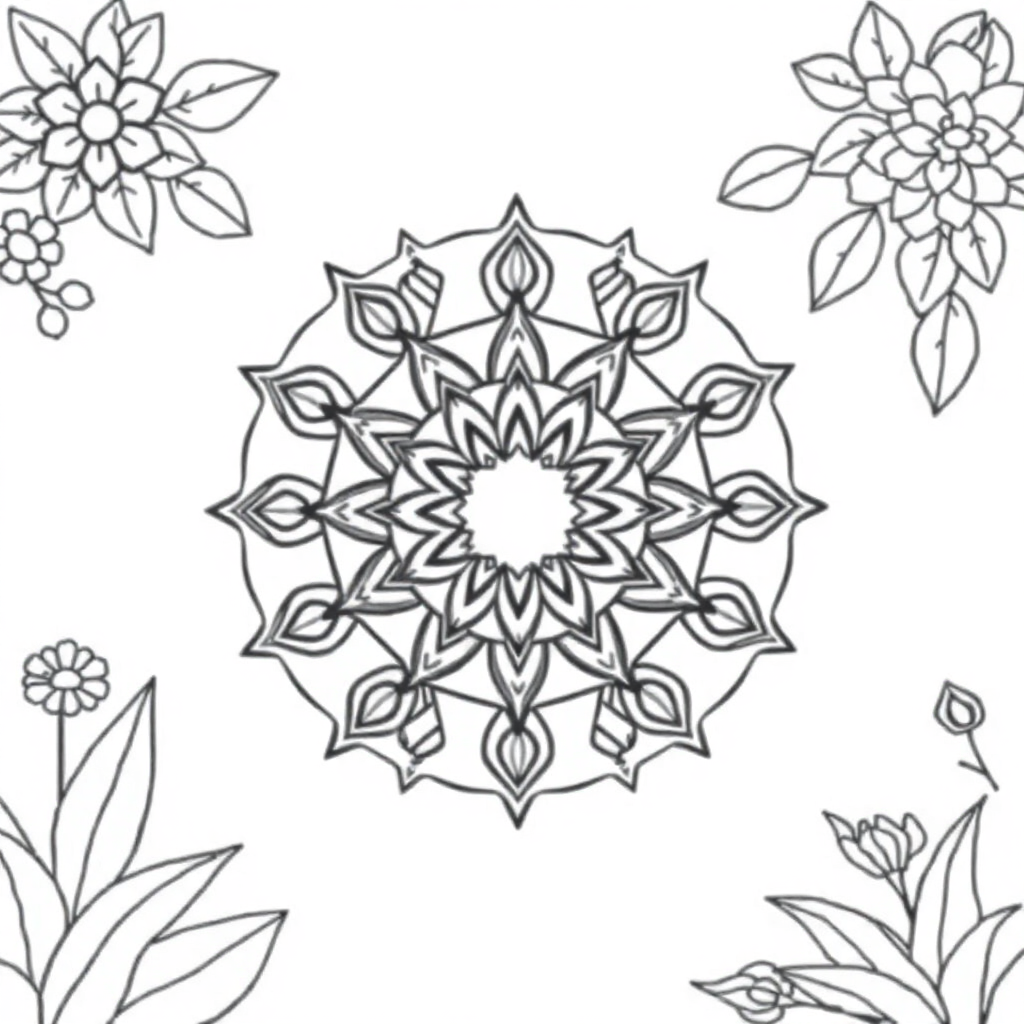 Sacred Geometry Mandala In Garden Coloring Page