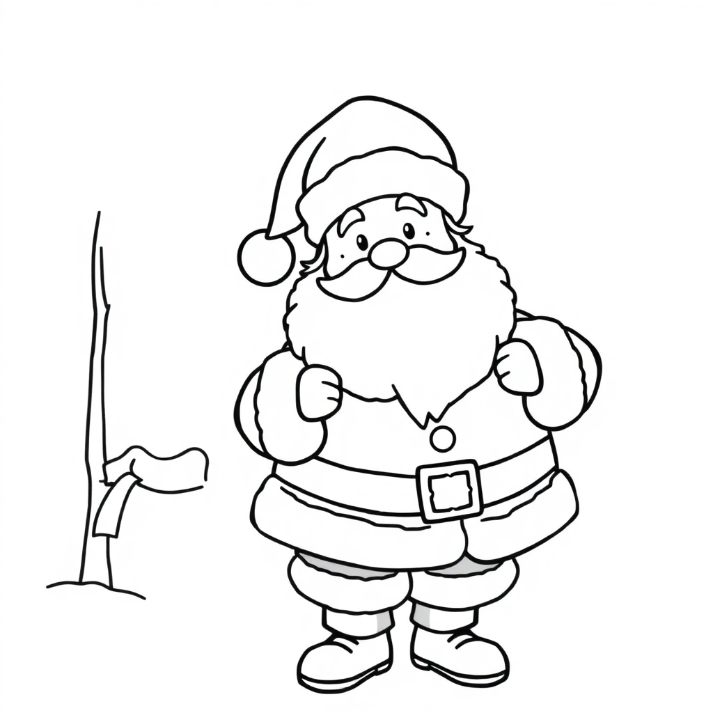 Santa Claus In Winter Coloring Page