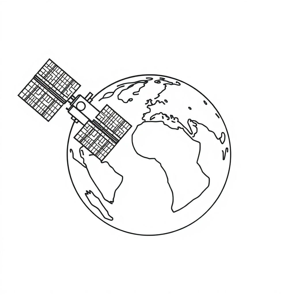 Satellite Orbiting Earth Coloring Page
