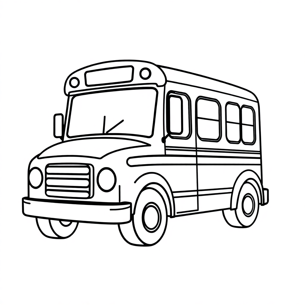 School Bus In Space Coloring Page