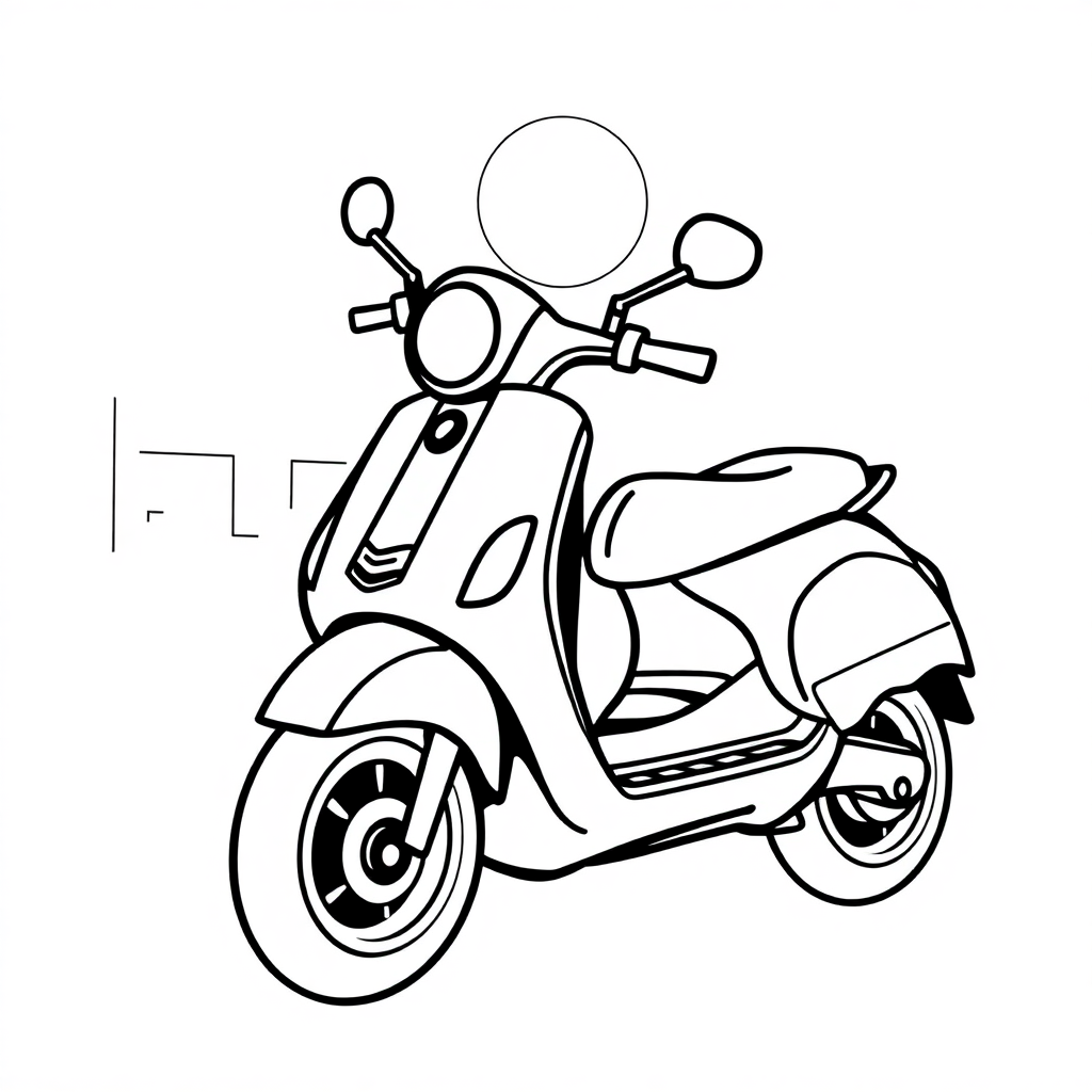 Scooter At Night Coloring Page