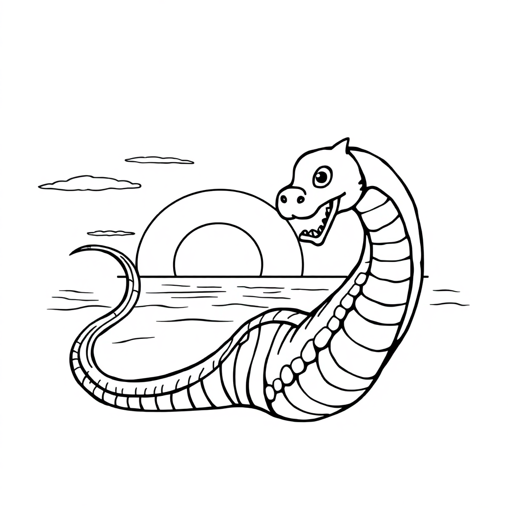 Sea Serpent At Sunset Coloring Page