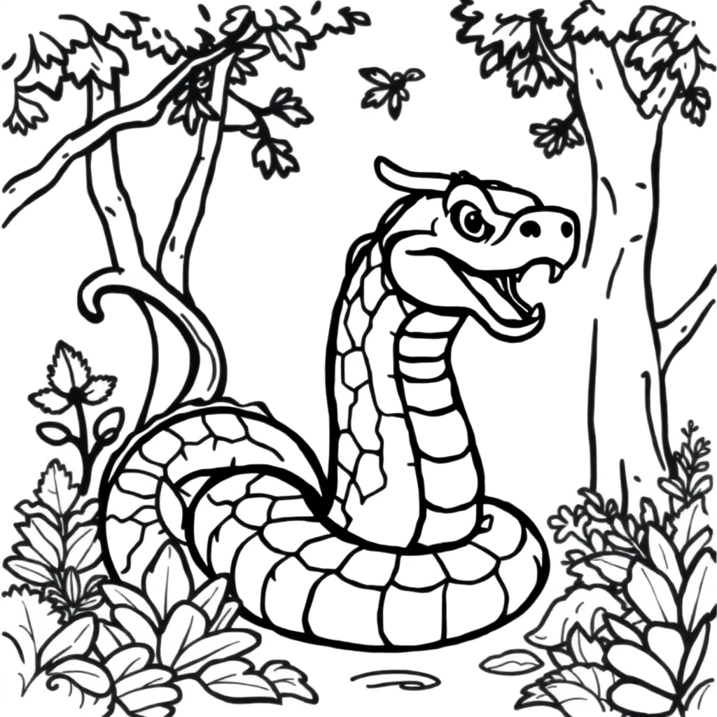 Sea Serpent In Forest Coloring Page