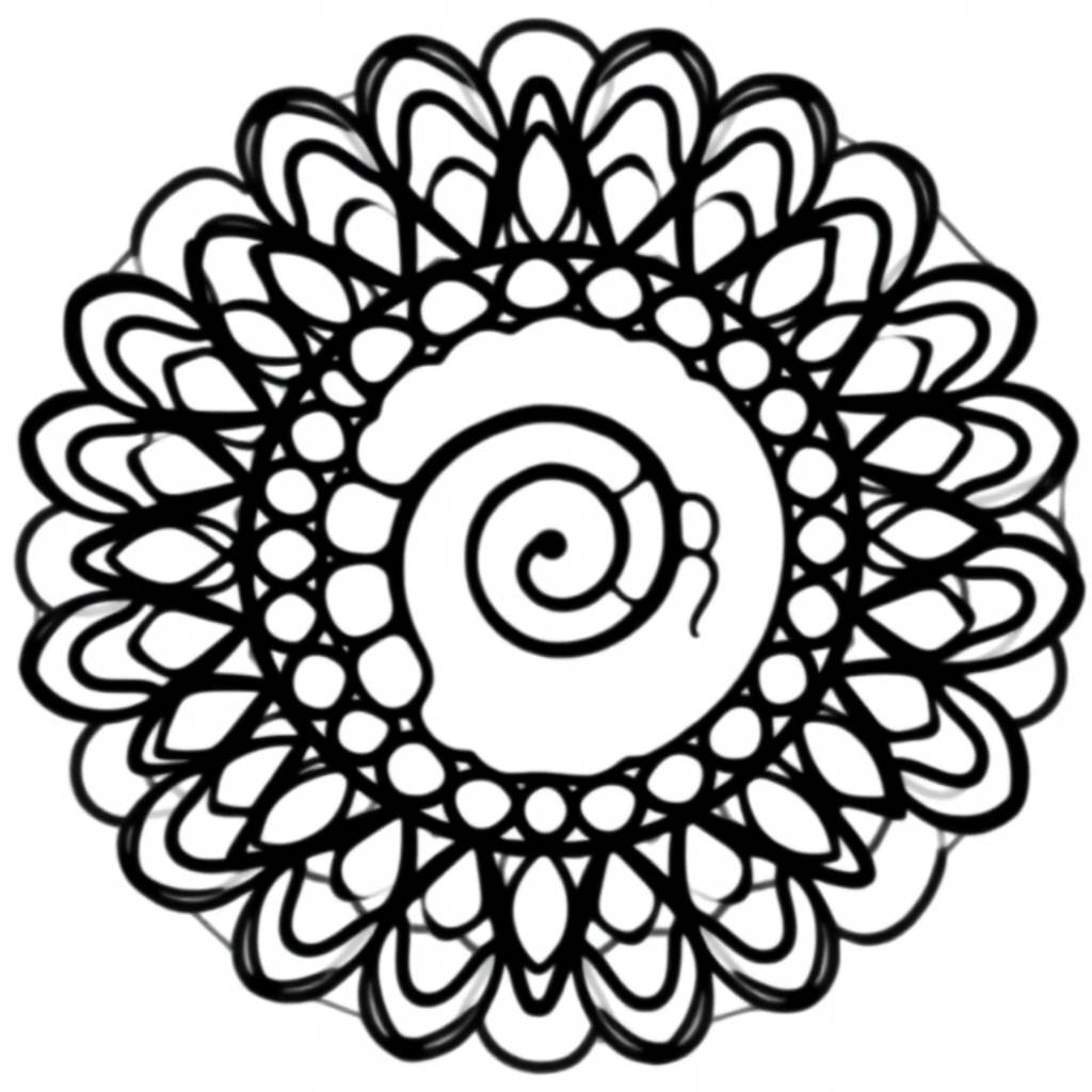 Printable Simple Abstract Spiral Mandala Coloring Page