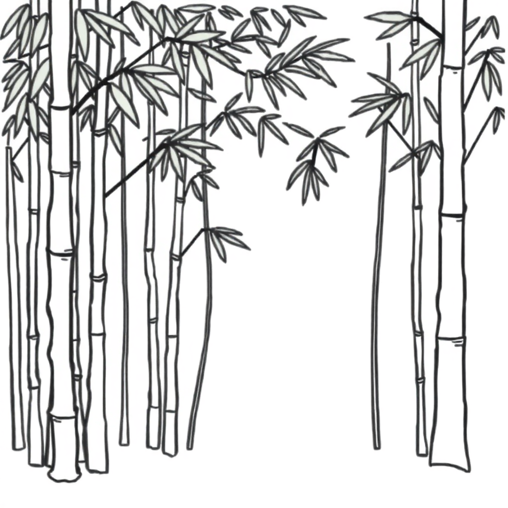 Simple Bamboo Forest Coloring Page