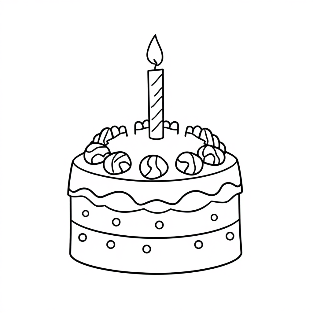 Simple Birthday Cake Coloring Page