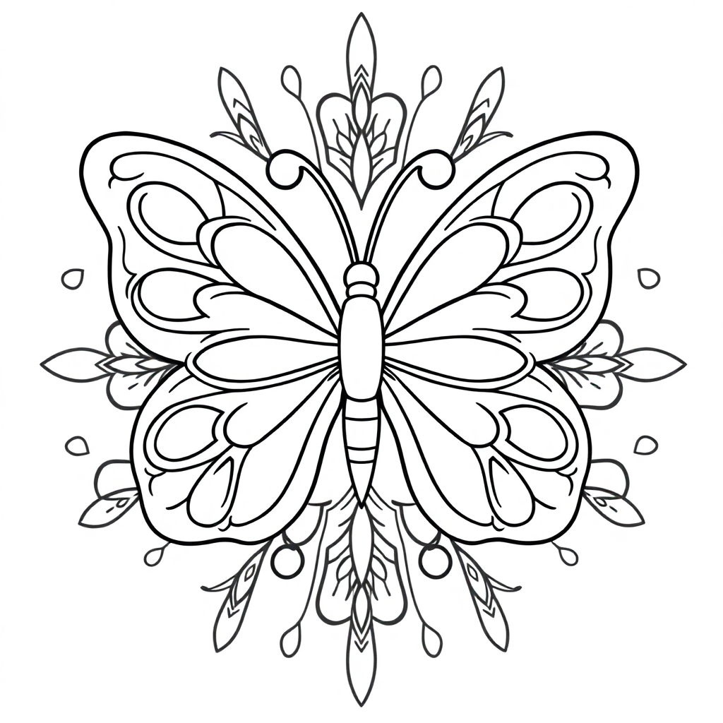 Printable Simple Butterfly Mandala Coloring Page
