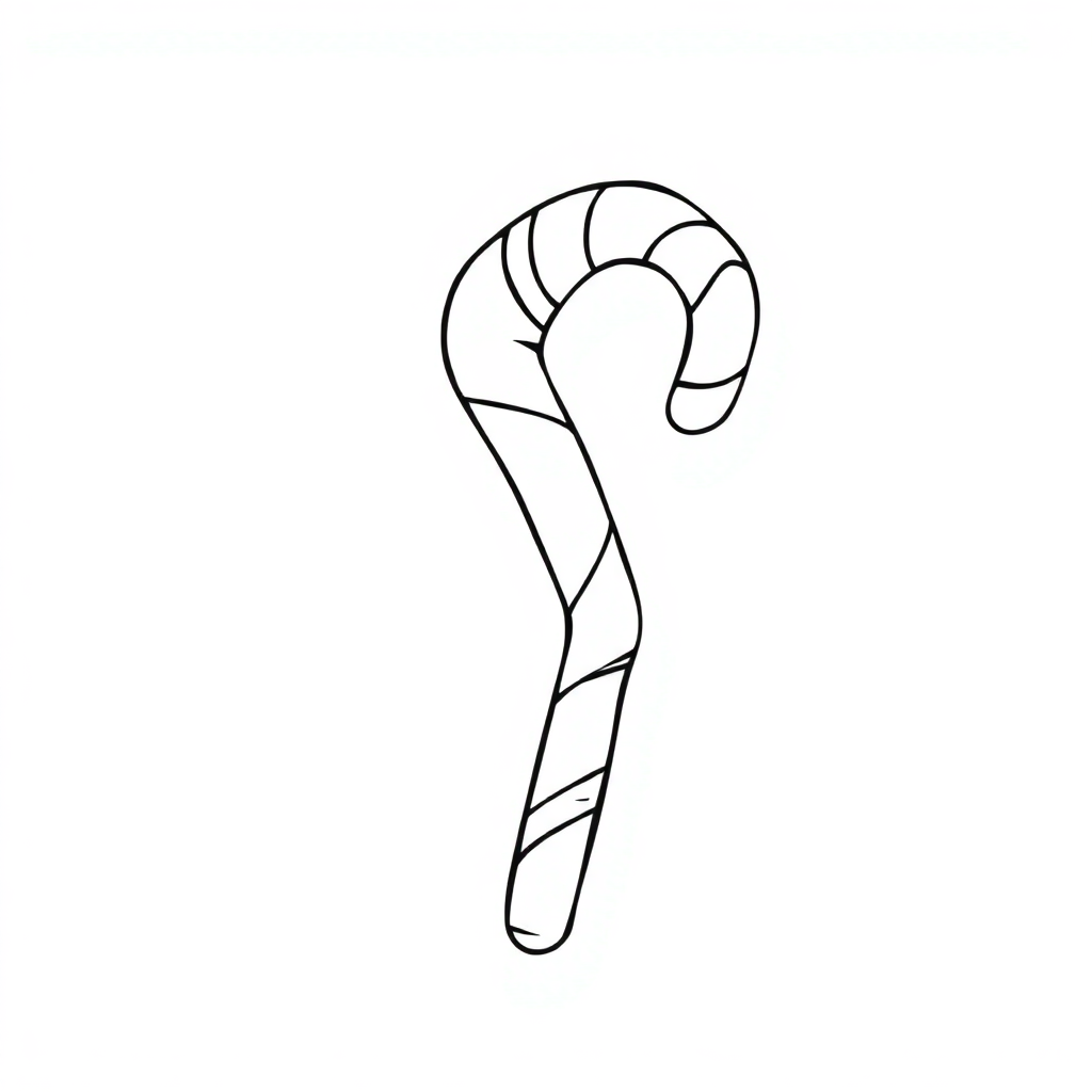 Simple Candy Cane Coloring Page