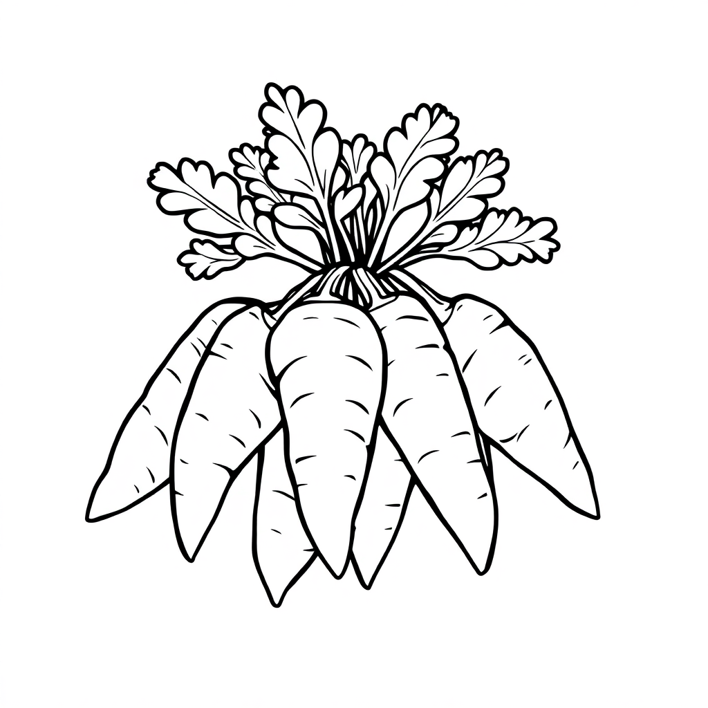 Simple Carrot Bunch Coloring Page