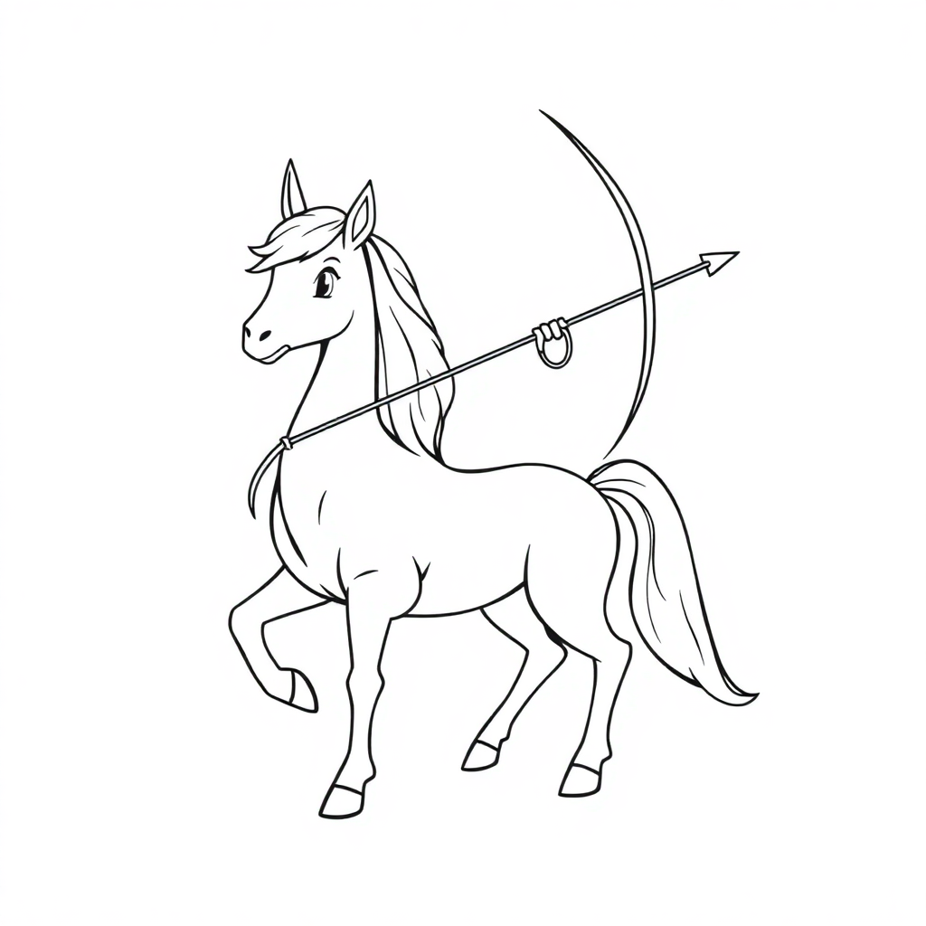 Simple Centaur Archer Coloring Page